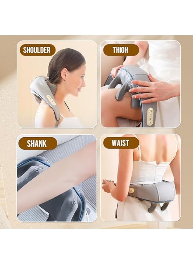 Electric Neck Massager with Heat, Advanced 4D Deep Tissue Kneading Massage for Neck, Shoulders, Back, and Legs, Portable Rechargeable Massage Pillow, Ideal Wellness Gift for Men and Women (Gray). - Image 4